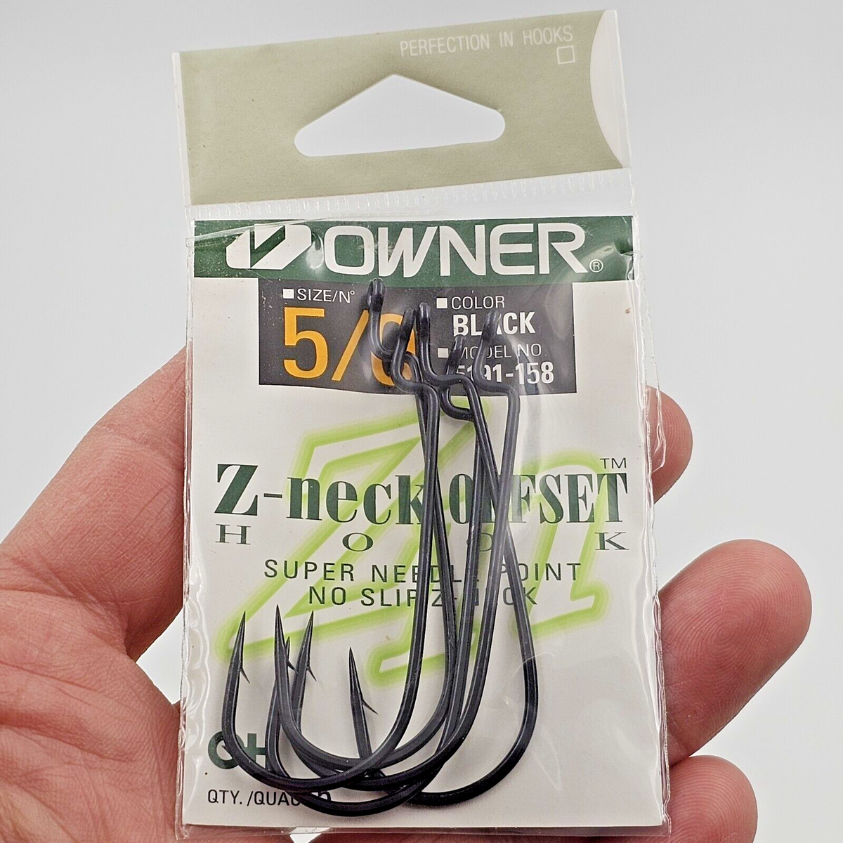 Owner Z Neck 5191 Offset Worm Hooks 5 Ct Super Needle Point 3/0, 4