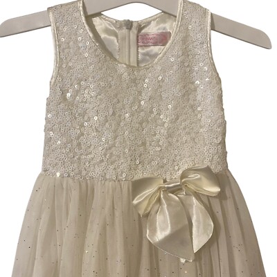 Popatu White Sequin Girls Dress Sparkly Size 5 Christmas Church Easter  Party | eBay