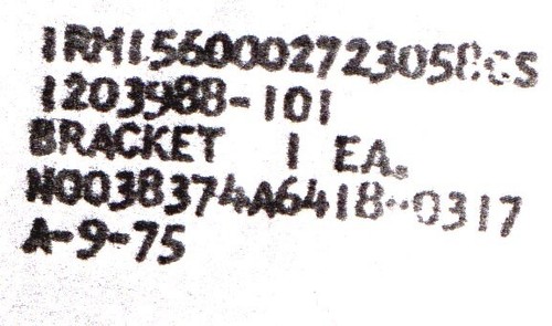 LOCKHEED MARTIN BRACKET FAN 1203988-101 5340-00-272-3058 - Picture 2 of 2
