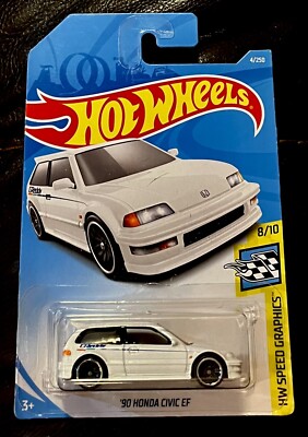 🏁 2019 Hot Wheels '90 White Honda Civic EF HW Speed Graphics