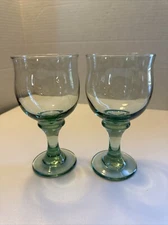 VTG Libby Clario Spanish Green Water/Wine Goblet 6 7/8”  Tall 16 Oz Set of 2.