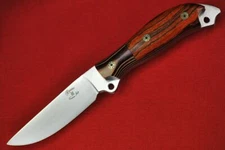  Busse Custom Meaner Street .225", Satin INFI, G10 G-rexed Curly Oak Wood Handle