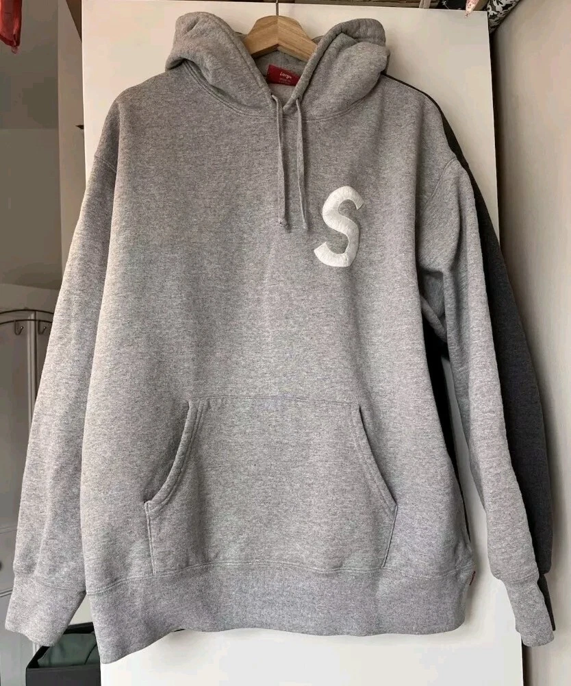 Sweat à capuche fendu logo FW21 Supreme S L grand sweat à capuche gris bruyère