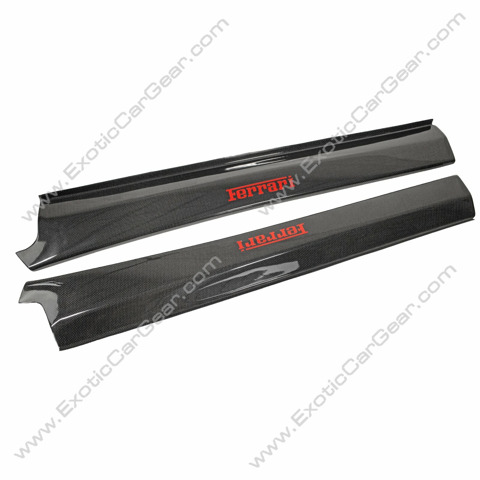 Ferrari 360/ F430 Carbon Fiber Door Sills - Embedded Red " Ferrari" Script 