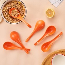 Porcelain Soup Spoons Set of 6 Ceramic Chinese Soup Spoons 6.6 Inch Asian Sou...