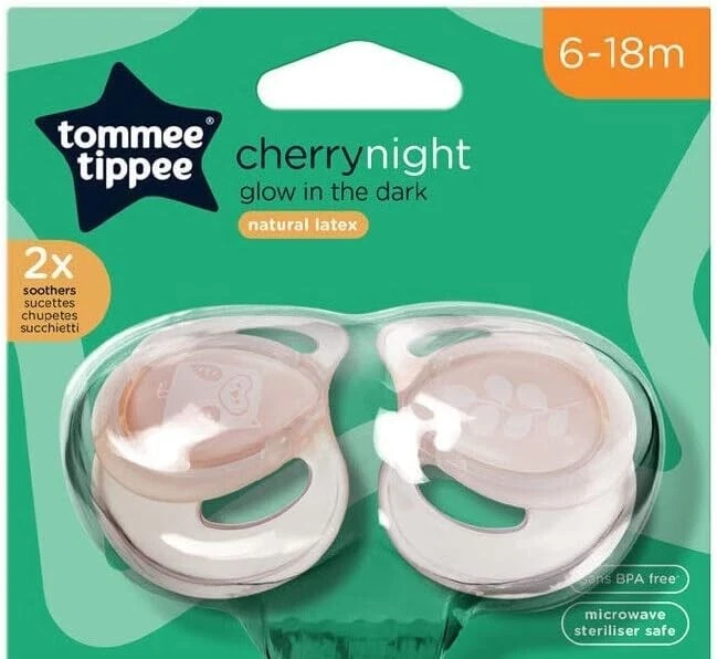Tommee Tippee Essentials Cherry Soother Natural Latex Baby DAY OR GLOW ON NIGHT