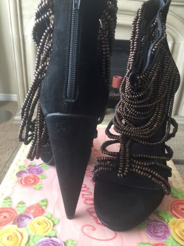 NEU JEFFREY CAMPBELL BEHATI PERLEN SCHWARZ VELOURSLEDER ABSATZSCHUHE GRÖSSE 8 - Bild 2 von 4