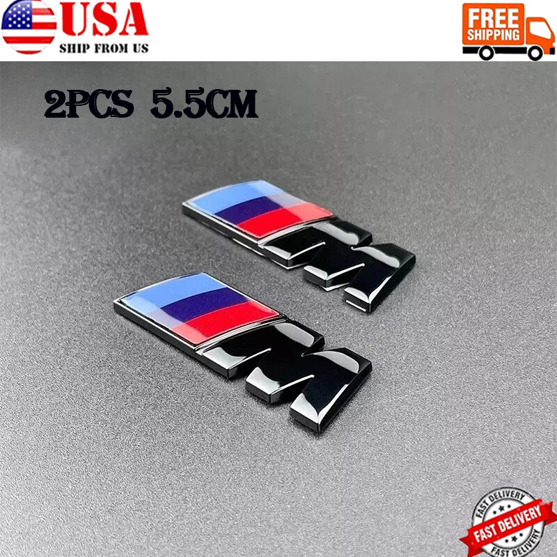 SET 5.5CM M-SPORT Fender Side Emblems Logo Badge M-TECH BMW Black Universal Fit