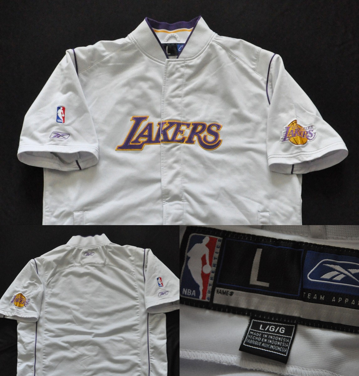 Los Angeles Lakers Reebok Jacket Warm Up Short Sleeve White Shaq