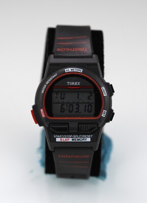 Timex Watch Women Black Plastic 50m Battery Alarm Date Light Chronograph Quartz