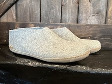 Glerups Shoe Gray Wool Slipper With Leather Bottom - EU Size 48