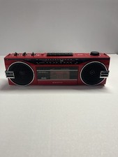 Vintage Boombox Sanyo M7022 Radio Cassette Player Stereo RED Untested For Parts