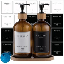 Amber Glass Soap Dispenser Dish Soap Dispenser For Kitchen And Hand Soap Dispens