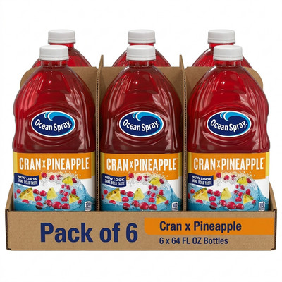 Ocean Spray Cran Pineapple Juice Drink 64oz 6 Pack Family Size Beverage