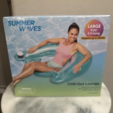 Summer Waves Large 4 Foot Long Chill-Out Lounge Float Blue Weight Capacity 220