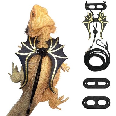 Bearded Dragon Leashes and Harness Soft Leather Detachable Reptile Lizard Wing