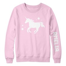 Personalised Unicorn Sweatshirt Unicorn Design Custom Child Name Birthday Gir...