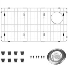 Kitchen Sink Grid with Sink Strainer, Detachable Stainless Steel Sink Rack fo...