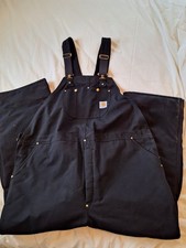 Carhartt R02 BLK Black Duck Bib Overalls Double Knee Quilted Mens 52x32 Vintage