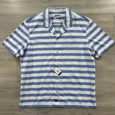 NWT Johnnie-O Size Large Laguna Blue Cabana Hangin' Out Short Sleeve Camp Shirt
