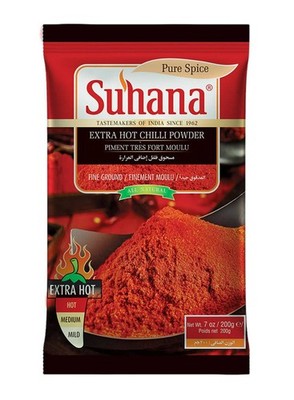 1 x 1000g Suhana Chili Pulver EXTRA SCHARF Pulver Extra Hot hot Essen würzen