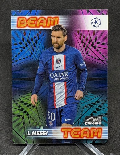 2022-23 Topps Stadium Club Chrome Lionel Messi Beam Team Black Refractor #'d /10 - Bild 1 von 2