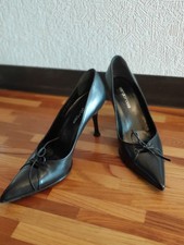 Sergio Rossi Black Leather Pointed Toe Stiletto Pumps EU 37.5 US 7.5