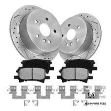 Rear Automotive Replacement Brake Kit, Drilled Slotted Rotors Kit Compatible