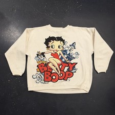 Vintage Betty Boop Sweatshirt Mens Large / XL White Graphic Crewneck 90s