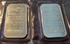 Lot of 2 - 1 Oz Silver JOHNSON MATTHEY ASSAYERS & REFINERS Vintage Bars - .999