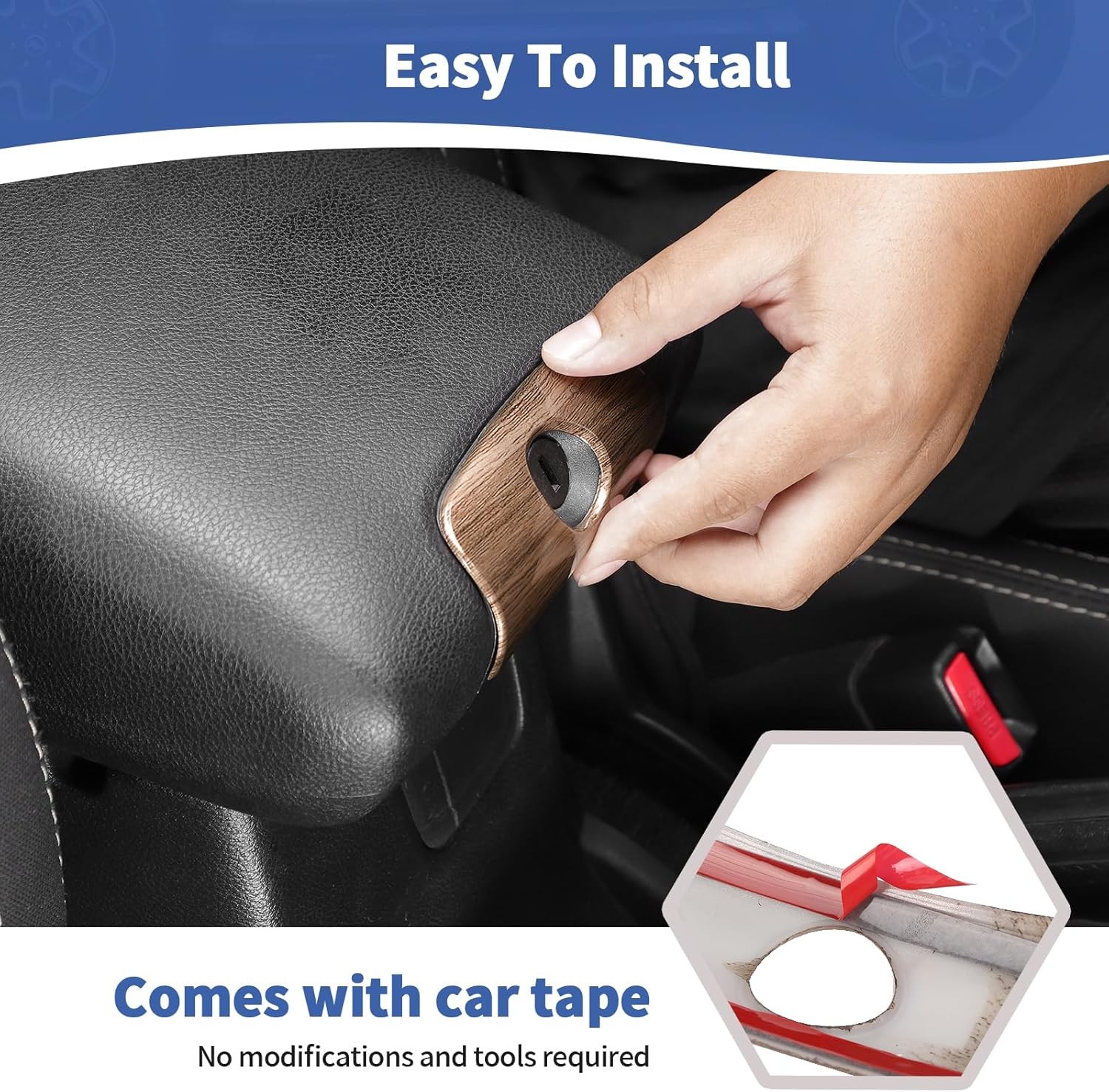 Center Console Armrest Keyhole Cover Trim for Wrangler JK JKU 2011-2017 Brown Wo thumbnail 5