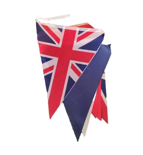 Kings Coronation Triangle Bunting Union Jack Fabric Flag 20ft 10 Street Party