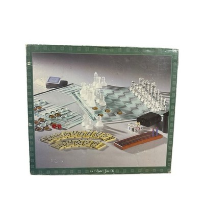 Bealls Palais Royal Stage 7 In 1 Crystal Glass Game Set Chess Cards Backgammon