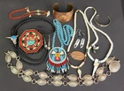 Vintage Native American Costume Jewelry Lot Navajo Belt Seed Bead Copper Cuff