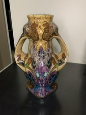 Antique 1898-1899 Rozenburg Large Art Nouveau Floral Vase with Handles 10-3/4