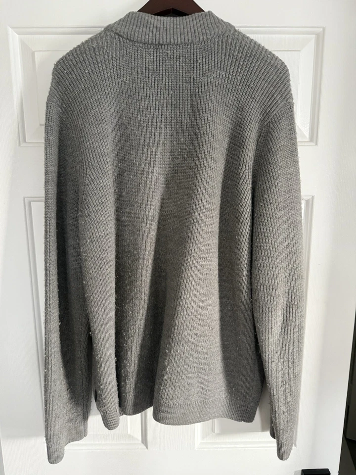 Suéter cárdigan Ted Baker XL con cremallera para hombre en gris con cuello chal y bolsillos Foto 3 de 3