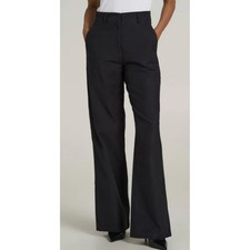 Ralph Lauren Minimalist Wide Leg Flat Front Cotton Chino Pants Gray WM's 12 EUC
