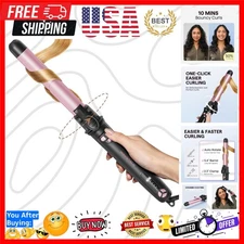 Rotating Curling Iron, Curl Cycle, 1 Inch Automatic Curling Wand for Long Hai...