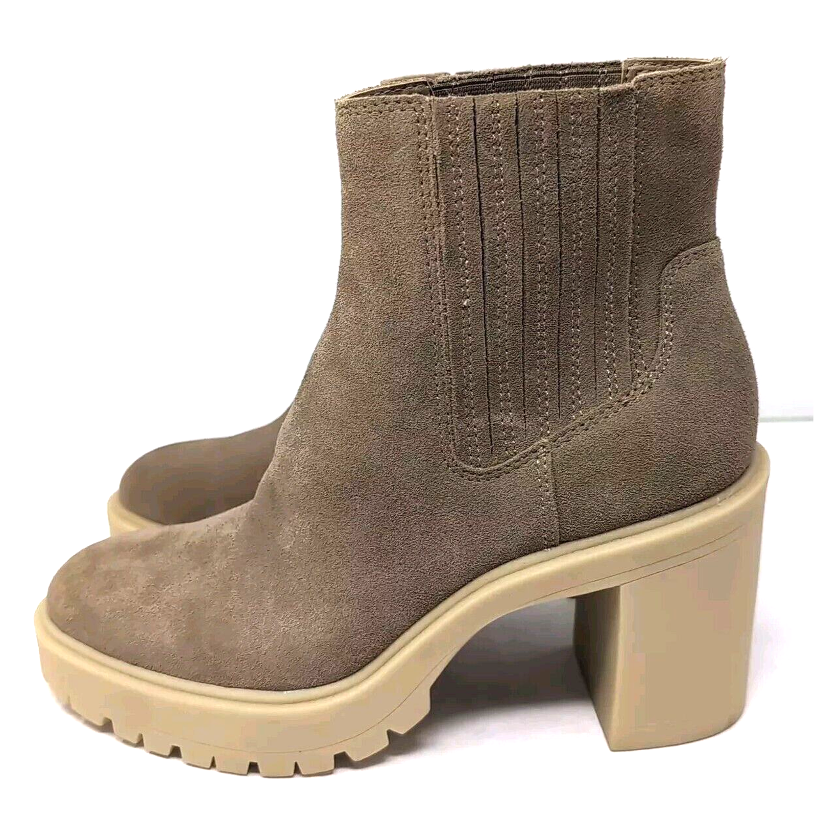 SAOLA Stivali donna DV Dolce Vita scamosciati suola a strappo 10 beige marrone caster tacco grosso NUOVI