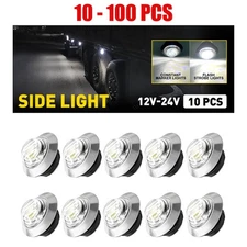 10-100X 3/4" Round White LED Trailer Truck Side Marker Clearance Light Dual Mode