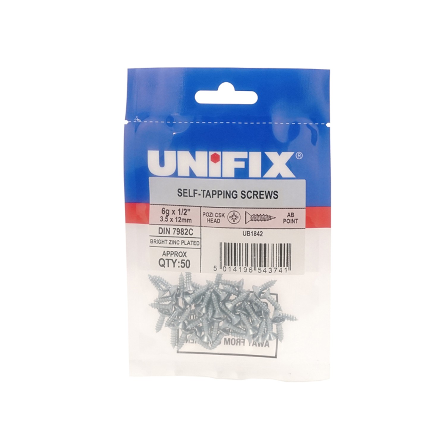 Unifix Twinthread Woodscrews Pozi Csk Head Bzp Ce 10G X 2"" - Box of 125