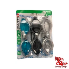 Dolfino 3 PK Adult UV Protection Latex Goggles Blue Gray Silver 12+