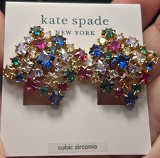 Kate Spade New York Crystal Statement Earrings Multicolor CZ NWT $78 Retail