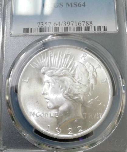 1922 PEACE SILVER DOLLAR PCGS MS64