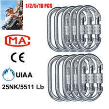 1-10 X Stainless Steel Screw Locking Carabiner Clip 25KN Heavy Duty Springs Hook
