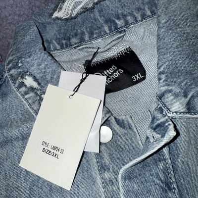Lifted Research Group Denim Jacket Mens Medium Blue Distressed Trucker Holes LRG