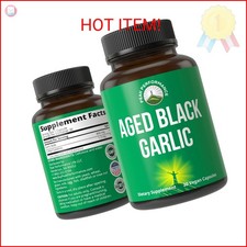 Peak Performance Aged Black Garlic Capsules. Raw Vegan Pure Odorless Extract Sup