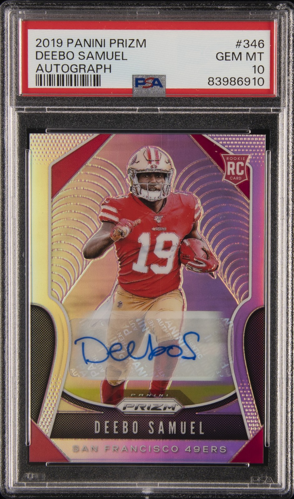 2019 PANINI PRIZM AUTO #346 DEEBO SAMUEL ROOKIE RC PSA 10