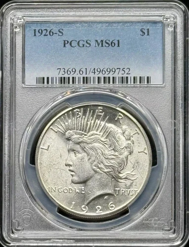 1926 S Peace Silver Dollar PCGS MS-61