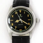 Vintage Rolex Oyster Winding Black Dial 34mm Men Steel Watch Ref 6422